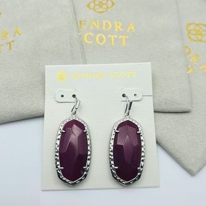 Kendra Scott Elle Maroon Jade Drop Earrings in Silver